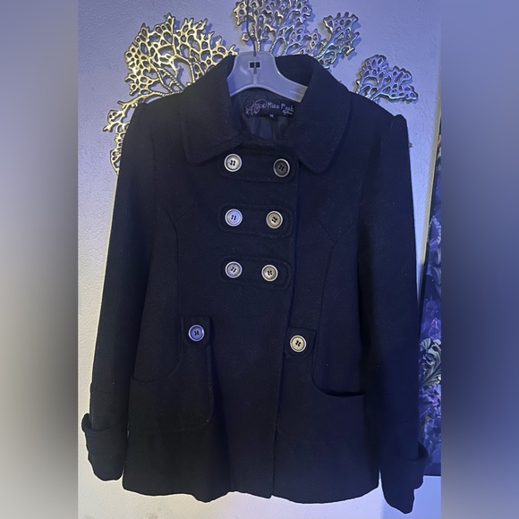 Miss Posh Wool Blend Double Breasted Black Peacoat - Picture 2 of 8